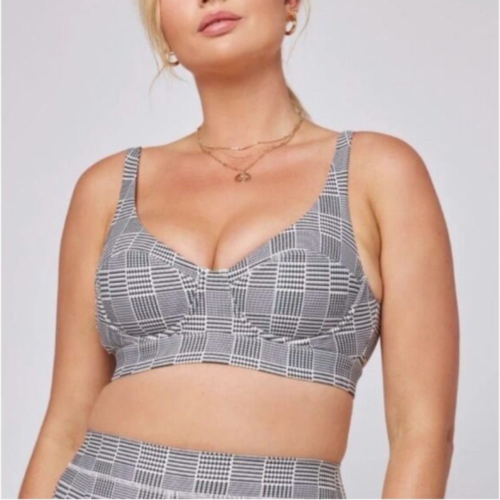 L*Space Black and White Checkered Bra
